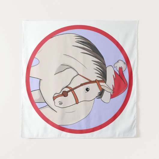 Tenture Joyeux Cheval de Noël (Devant (Horizontal))