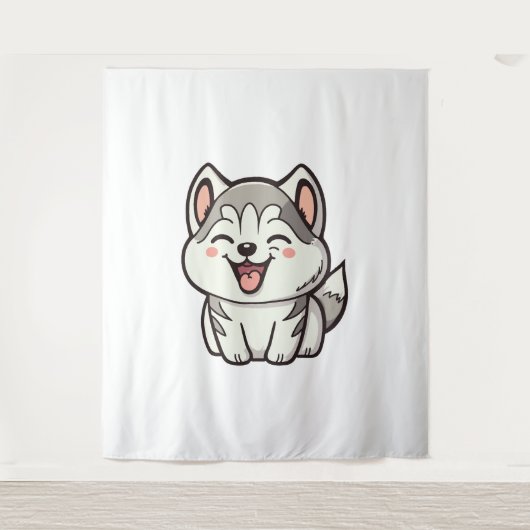 Tenture Joyeux chien roux sibérien (Devant)