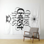 Tenture Joyeux CHRISTmas Christian Elegant noir blanc (En situation (horizontale))