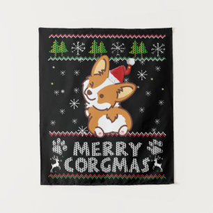 Tenture Joyeux Corgmas Noel Corgi