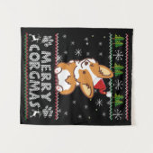 Tenture Joyeux Corgmas Noel Corgi (Devant (Horizontal))