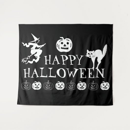 Tenture Joyeux décor éffrayant Halloween (Devant (Horizontal))