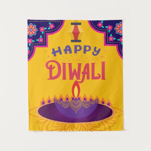 Tenture Joyeux Diwali - Beaux Designs Diwali Vibrants (Devant)