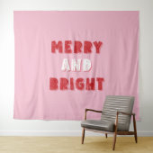 Tenture Joyeux et lumineux, Joyeux Noël, Noël, Rose (En situation (horizontale))