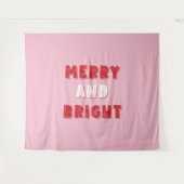 Tenture Joyeux et lumineux, Joyeux Noël, Noël, Rose (Devant (Horizontal))