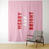 Tenture Joyeux et lumineux, Joyeux Noël, Noël, Rose (En situation)
