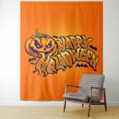 Tenture Joyeux Halloween avec un décor de citrouilles de J (En situation)