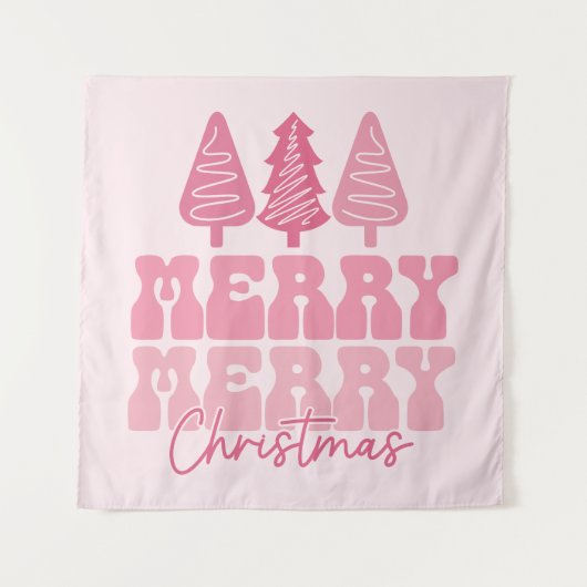 Tenture Joyeux Joyeux Noël - Conception des Fêtes Rose (Devant)