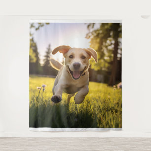 Tenture Joyeux Labrador Puppy Running