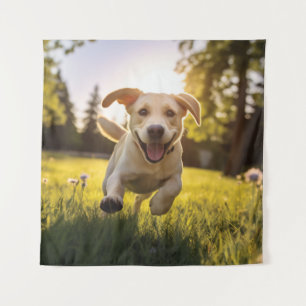 Tenture Joyeux Labrador Puppy Running