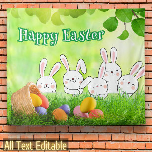 Tenture Joyeux lapin de Pâques OEuf de Pâques Pâques Panie