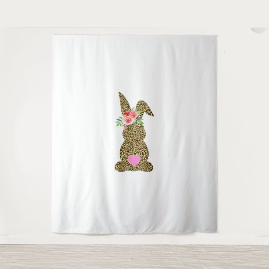 Tenture Joyeux lapin léopard de Pâques lapin mignon (Devant)