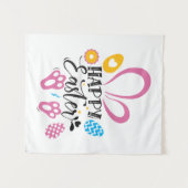 Tenture Joyeux lapin mignon de Pâques avec oeufs de Pâques (Devant (Horizontal))