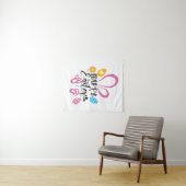 Tenture Joyeux lapin mignon de Pâques avec oeufs de Pâques (En situation (horizontale))