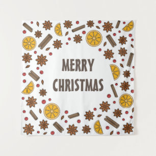 Tenture Joyeux motif épices de Noël