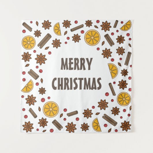 Tenture Joyeux motif épices de Noël (Devant)