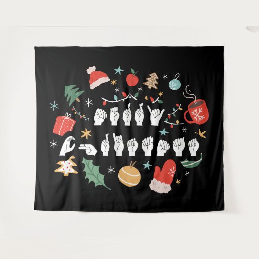 Tenture Joyeux Noël - ASL American Sign Language III (Devant (Horizontal))