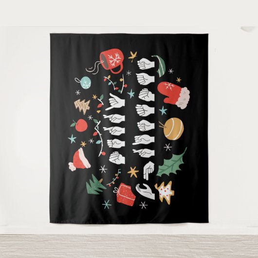 Tenture Joyeux Noël - ASL American Sign Language III (Devant)