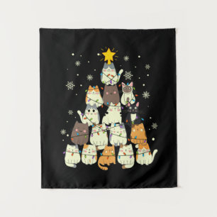 Tenture Joyeux Noël Chat Sapin de Noël