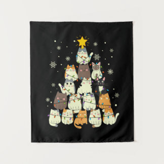Tenture Joyeux Noël Chat Sapin de Noël