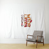 Tenture Joyeux Noël Corgi Chien Père Noël Love Corgis Fami (En situation (horizontale))