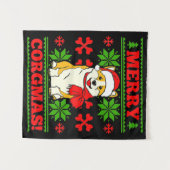 Tenture Joyeux Noël Corgmas Corgi Chien (Devant (Horizontal))