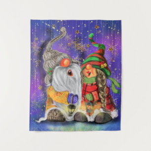 Tenture Joyeux Noël Couple Gnomes Tapestry