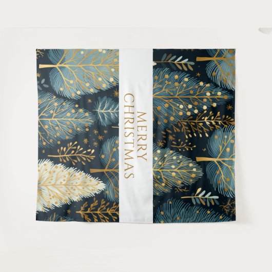 Tenture Joyeux Noël de la Forêt d'or moderne (Devant (Horizontal))