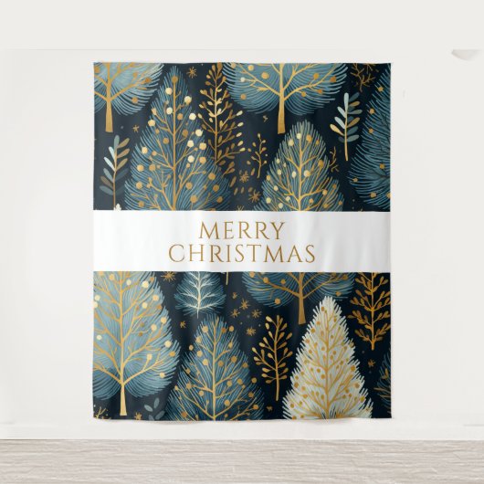 Tenture Joyeux Noël de la Forêt d'or moderne (Devant)
