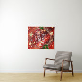 Tenture Joyeux Noël, design rouge de vacances (En situation (horizontale))