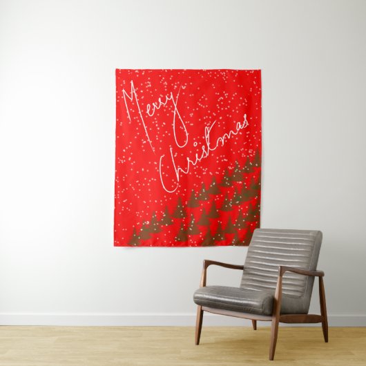 Tenture Joyeux Noël Dessiné à la Main (En situation)