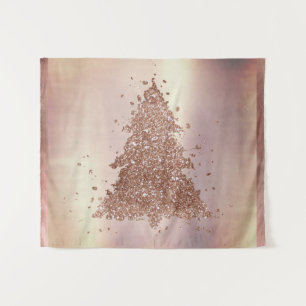 Tenture Joyeux Noël élégant Arbre à blush rose doré glam
