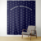 Tenture JOYEUX NOËL | Étoiles Argentées | Fond BLEU (En situation)