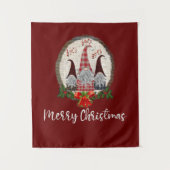 Tenture Joyeux Noël Gnomes Rouge, Rustique, Plaid, Branché (Devant)