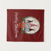 Tenture Joyeux Noël Gnomes Rouge, Rustique, Plaid, Branché (Devant (Horizontal))