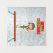 Tenture Joyeux Noël Gymnast Elf (Devant (Horizontal))
