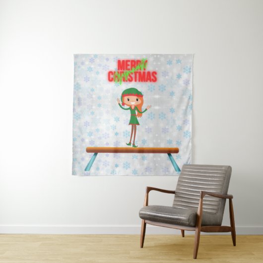 Tenture Joyeux Noël Gymnast Elf (En situation)