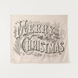 Tenture Joyeux Noël, Impression Vintage Currier & Ives