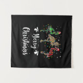 Tenture Joyeux Noël Leopard Rouge Vert Flamant rose Plaid (Devant (Horizontal))