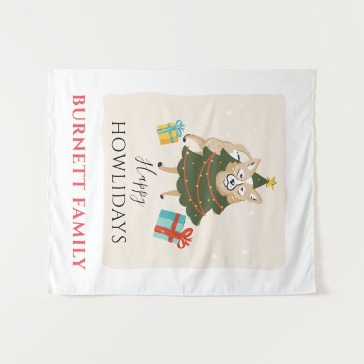 Tenture Joyeux Noël Matching Famille Howlidays Animaux (Devant (Horizontal))