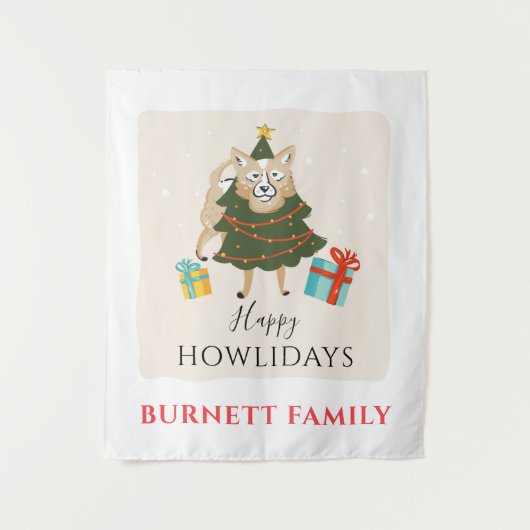 Tenture Joyeux Noël Matching Famille Howlidays Animaux (Devant)