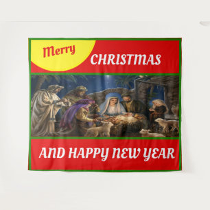 Tenture Joyeux Noël pour couverture de fenêtre en fleece