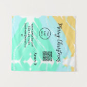 Tenture Joyeux Noël QR code entreprise jaune vert eau (Devant (Horizontal))