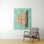 Tenture Joyeux Noël rétro texte super saisonnier (En situation)