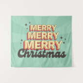 Tenture Joyeux Noël rétro texte super saisonnier (Devant (Horizontal))