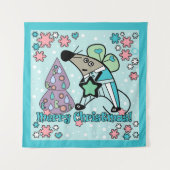 Tenture Joyeux Noël Symbole du Nouvel An Souris Caricature (Devant)