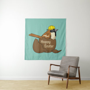 Tenture Joyeux Oeuf Chocolat Sparrow à Pâques