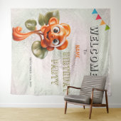 Tenture Joyeux Orange Flower Anniversaire (En situation (horizontale))