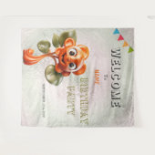 Tenture Joyeux Orange Flower Anniversaire (Devant (Horizontal))