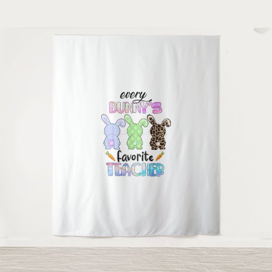 Tenture Joyeux Pâques Chaque Lapin Est Professeur Préféré  (Devant)